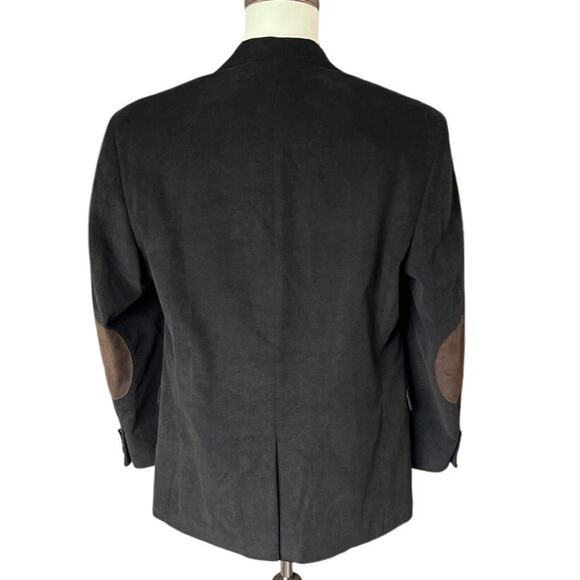Chaps Black Corduroy Leather Elbow Patch Blazer Men's Size 40R Academic Classic - Picture 1 of 10